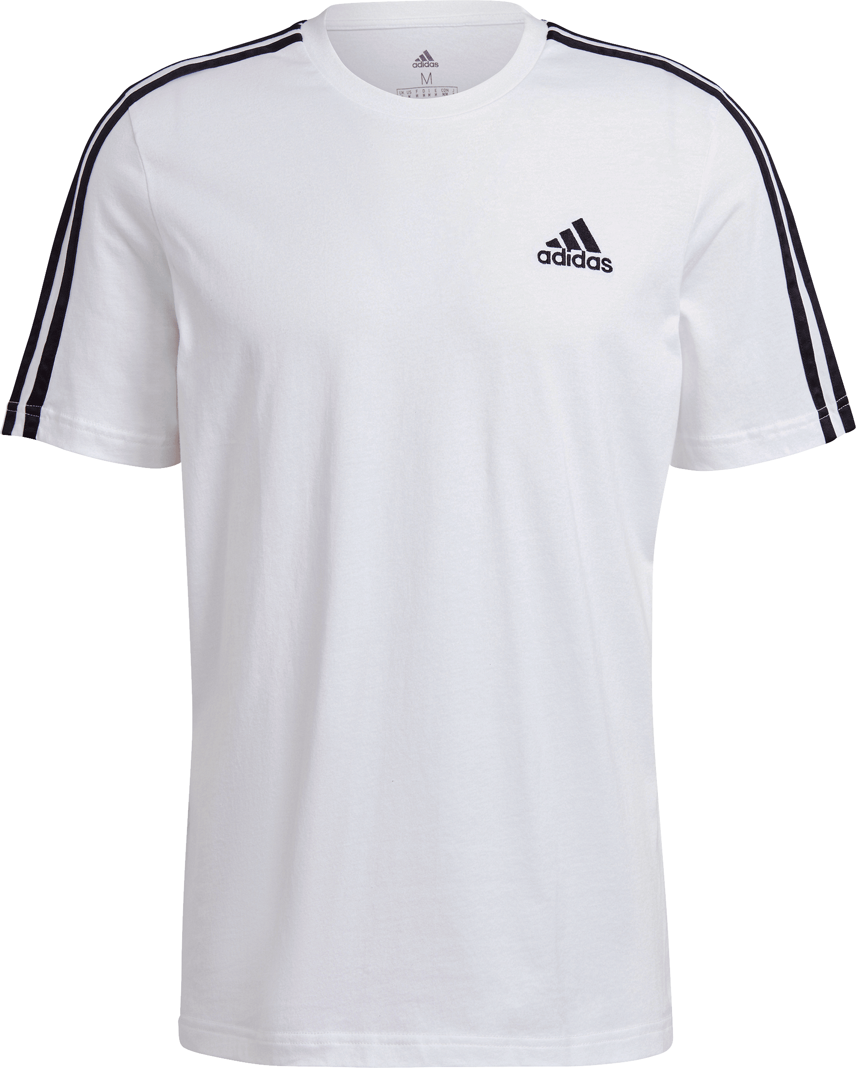 adidas Essentials 3‑Streifen T‑Shirt (GL3733) – Weiß, Größe L