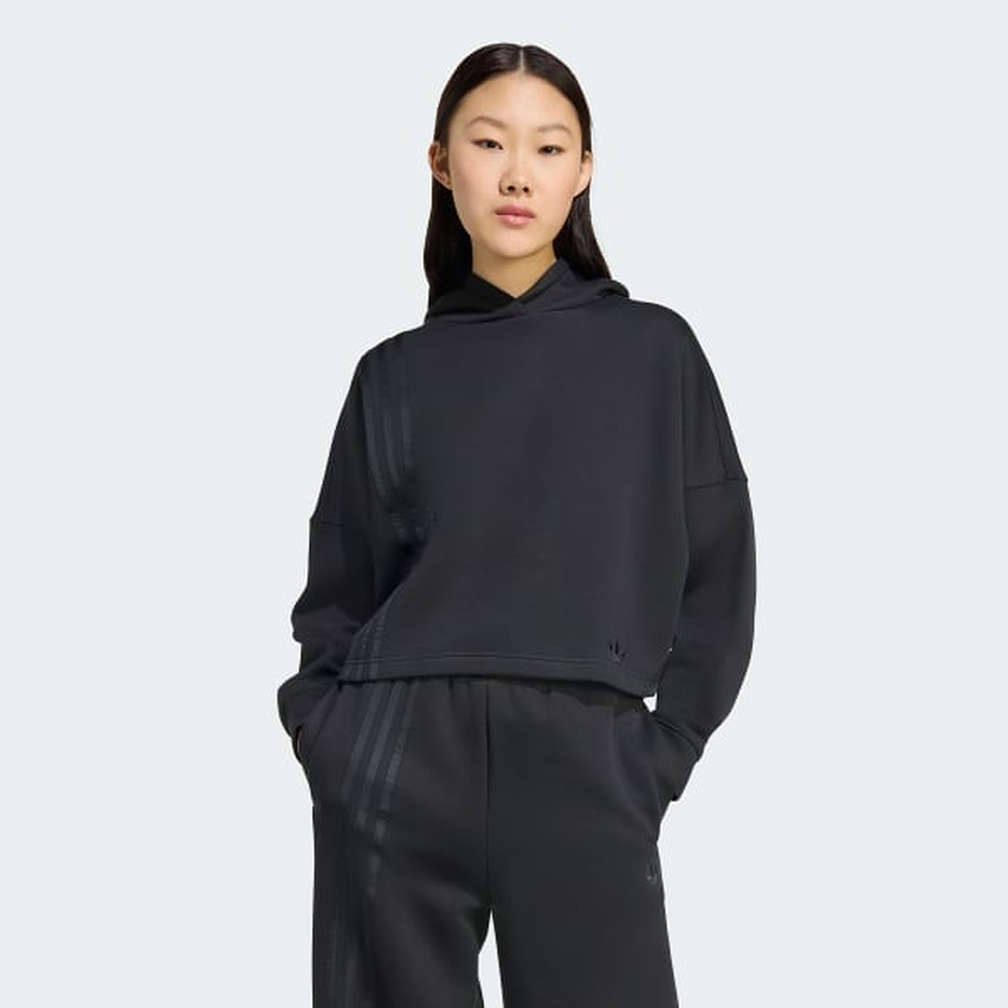 Adidas Off Placed 3‑Streifen Hoodie Schwarz (JX2701) - XS