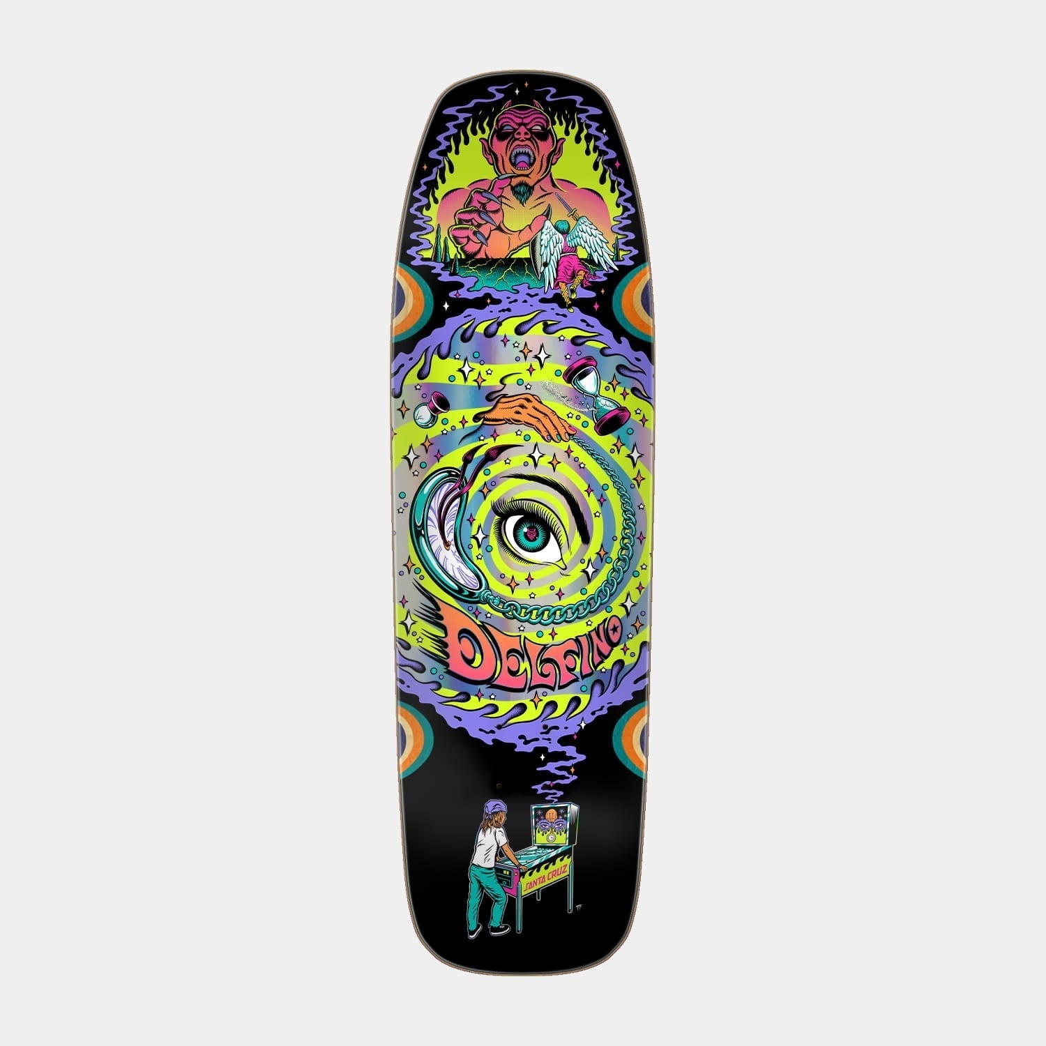 Santa Cruz Delfino Pinball Vision Pro Shaped Deck 9.14"